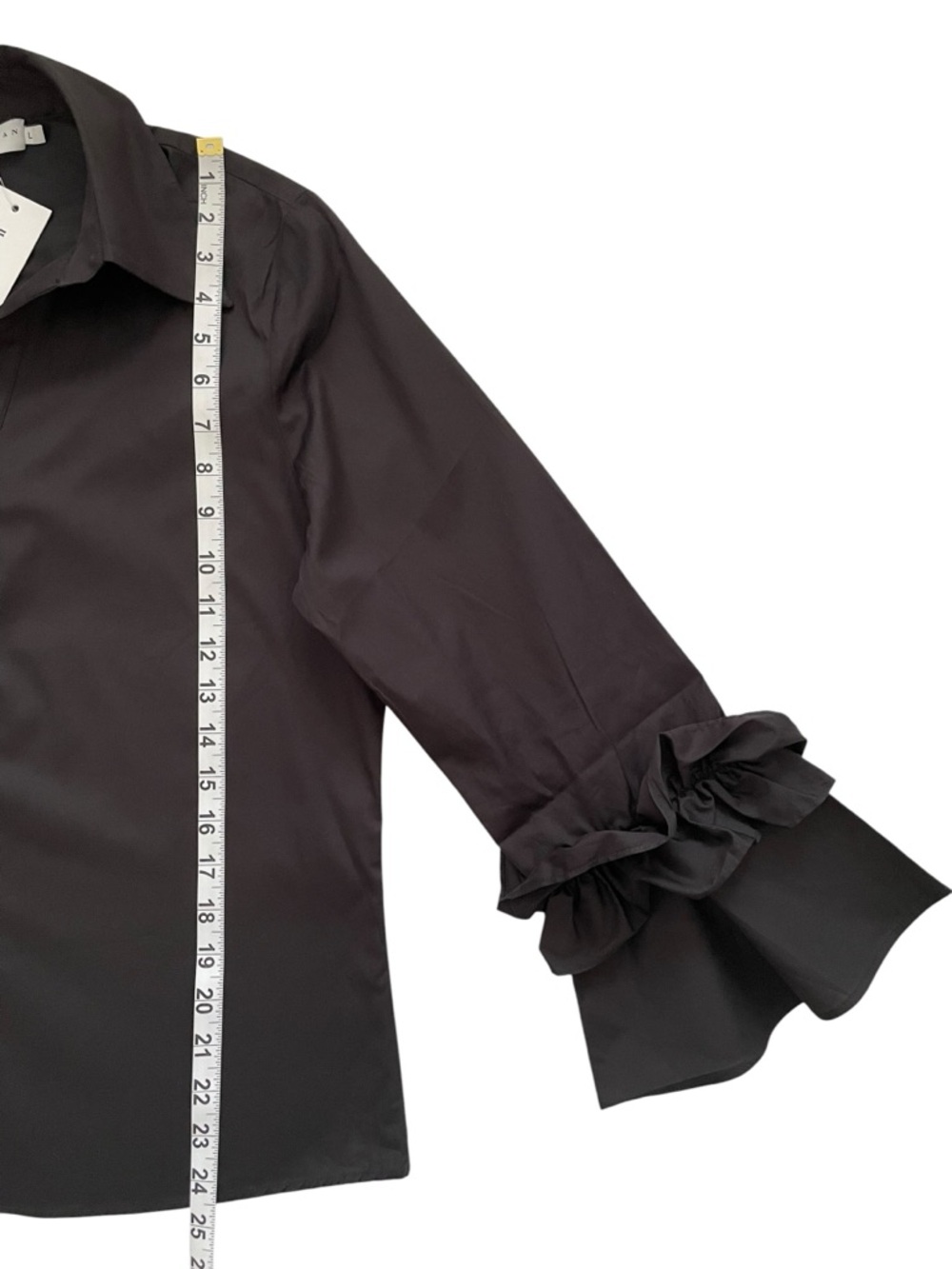 Harshman Women's Black Cotton Selina Blouse with Ruffled Cuff Detail Sz: L NWT - Picture 11 of 13